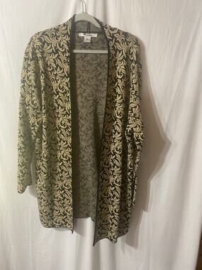 Vintage Nygard Collection Gold Metallic Thread & Black Sweater Jacket XL